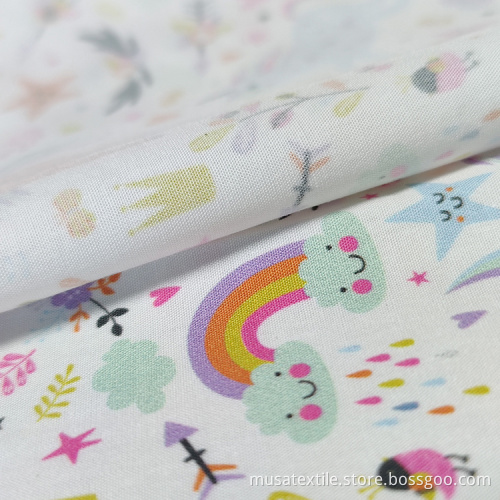 Rainbows And Unicorn Design Woven Cotton Poplin Fabric